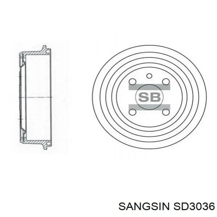Do koszyka SD3036 Sangsin Bęben hamulcowy tylny