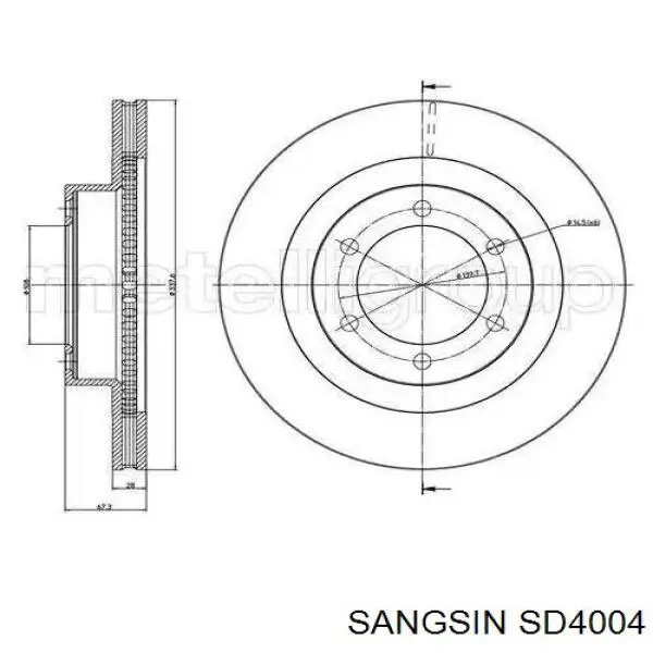 Tarcza hamulcowa przednia Sangsin SD4004 cena, od 60,04 USD