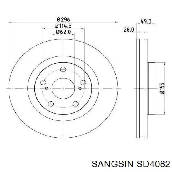 Tarcza hamulcowa przednia Sangsin SD4082 cena, od 50,14 USD