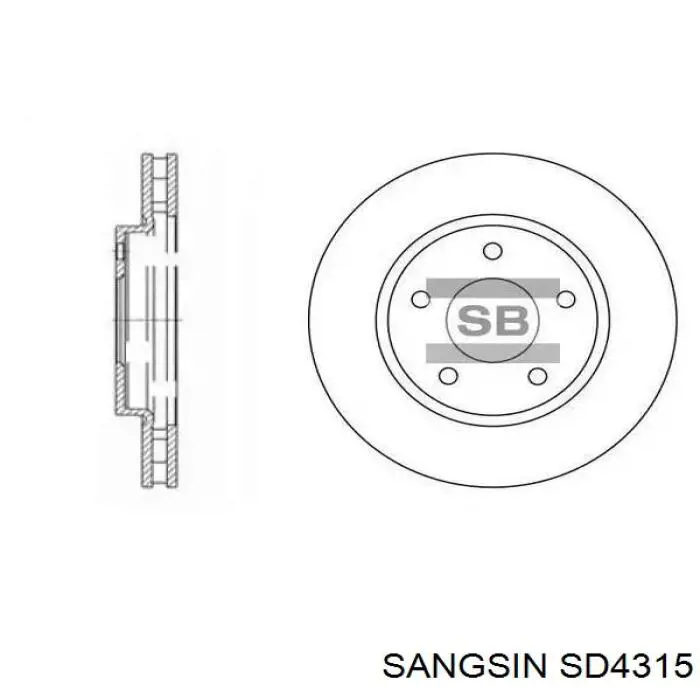 SD4315 Sangsin Tarcza hamulcowa przednia