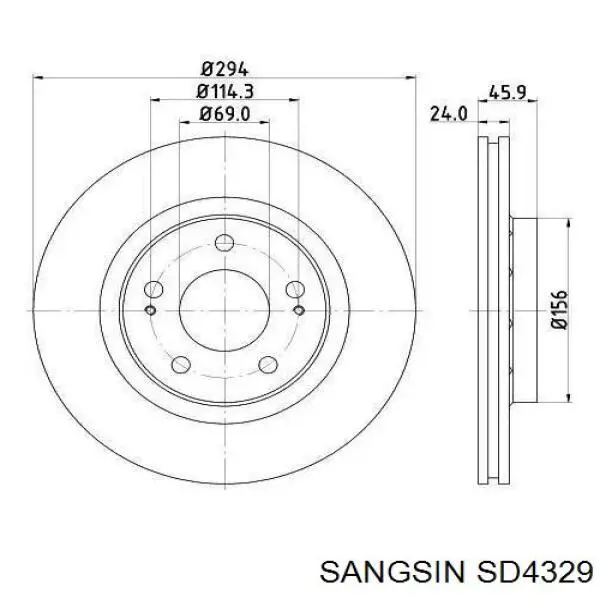 Tarcza hamulcowa przednia Sangsin SD4329 cena, od 49,50 USD