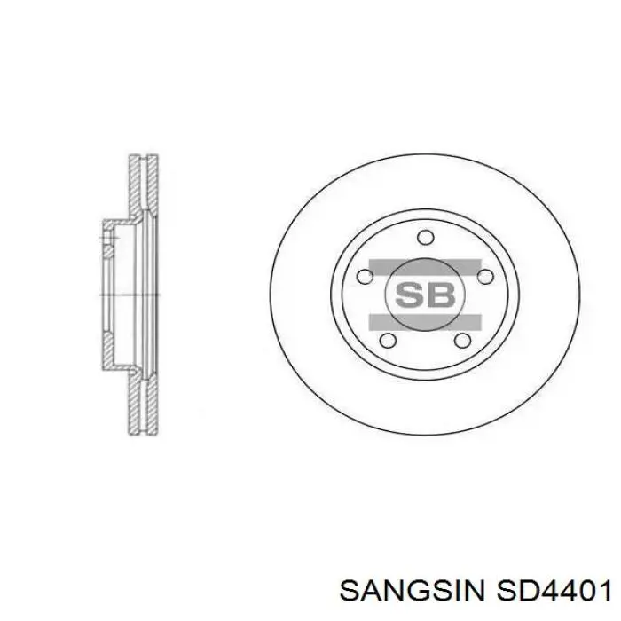 SD4401 Sangsin Tarcza hamulcowa przednia