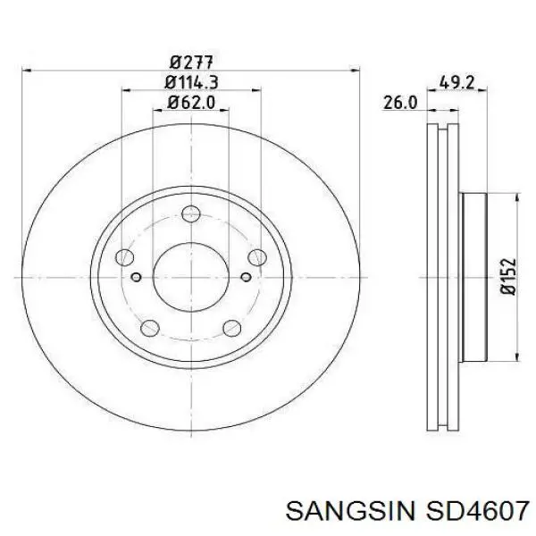 Tarcza hamulcowa przednia Sangsin SD4607 cena, od 50,96 USD