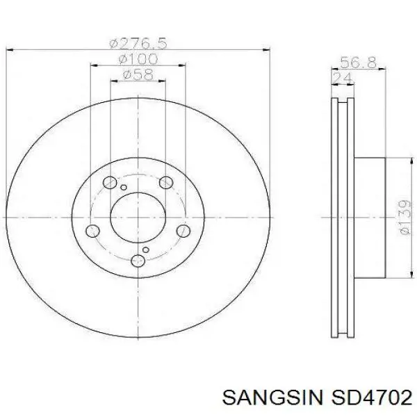 Tarcza hamulcowa przednia Sangsin SD4702 cena, od 44,69 USD