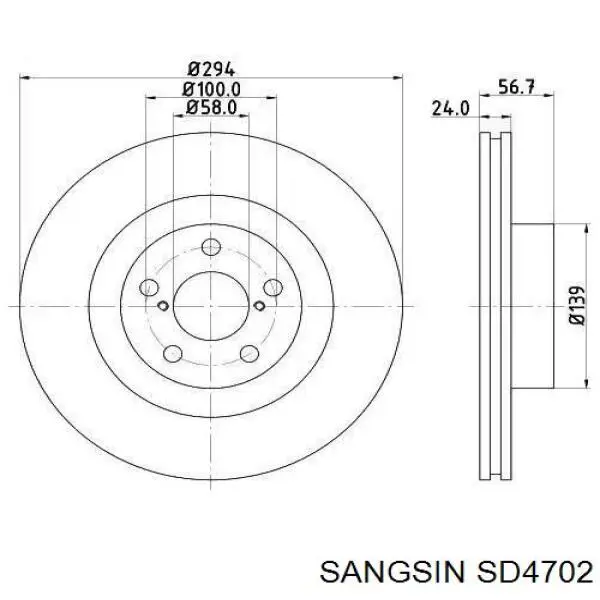 Do koszyka SD4702 Sangsin Tarcza hamulcowa przednia
