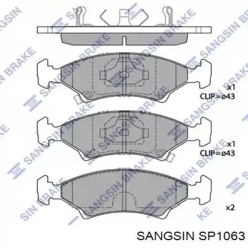 SP1063 Sangsin Klocki hamulcowe przednie tarczowe