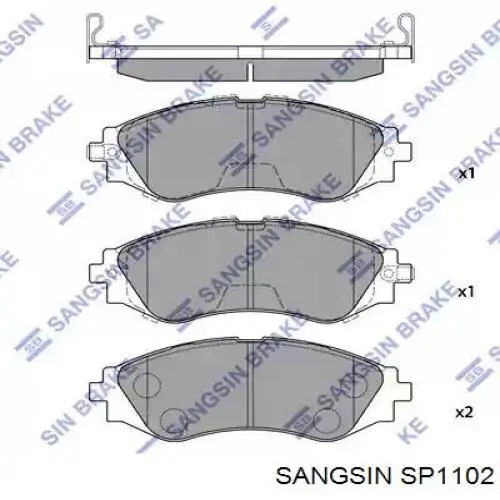 Klocki hamulcowe przednie tarczowe Sangsin SP1102 cena, od 25,67 USD