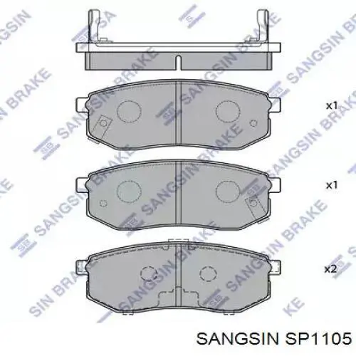 Do koszyka SP1105 Sangsin Klocki hamulcowe przednie tarczowe