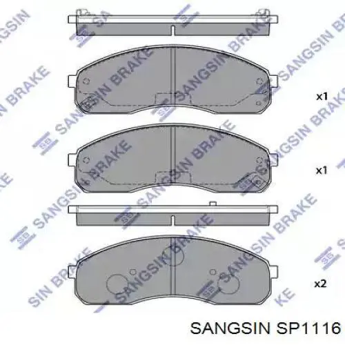 SP1116 Sangsin Klocki hamulcowe przednie tarczowe