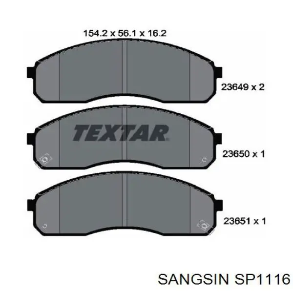 Klocki hamulcowe przednie tarczowe Sangsin SP1116 cena, od 32,22 USD