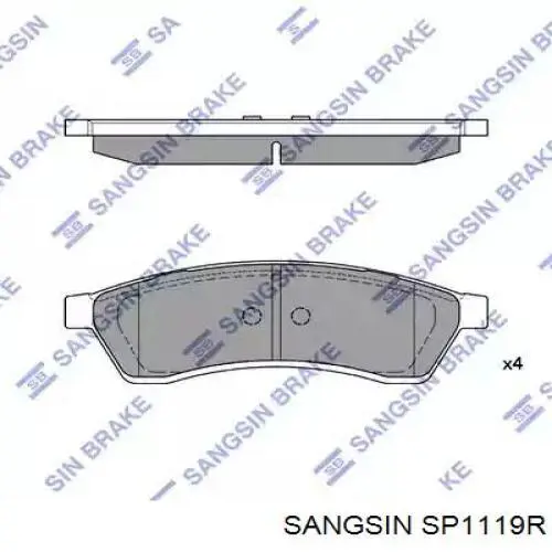 SP1119R Sangsin Okładziny (klocki) do hamulców tarczowych tylne