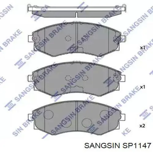 Klocki hamulcowe przednie tarczowe Sangsin SP1147 cena, od 25,05 USD