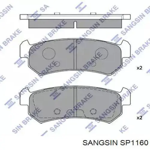 SP1160 Sangsin Okładziny (klocki) do hamulców tarczowych tylne