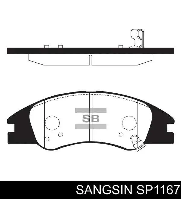 Klocki hamulcowe przednie tarczowe Sangsin SP1167 cena, od 49,82 USD
