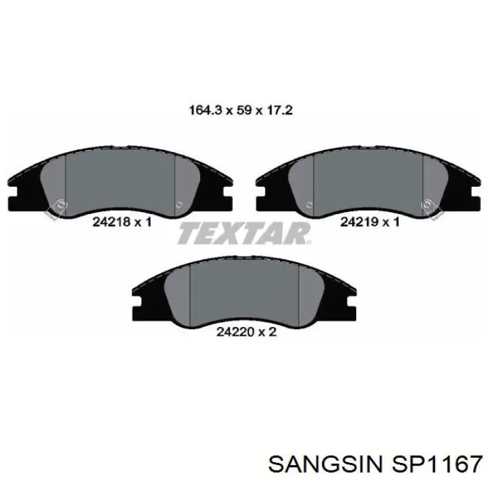 Do koszyka SP1167 Sangsin Klocki hamulcowe przednie tarczowe