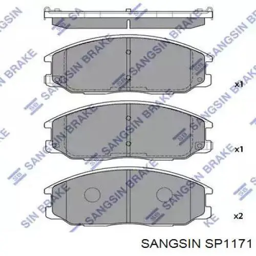 Klocki hamulcowe przednie tarczowe Sangsin SP1171 cena, od 42,65 USD