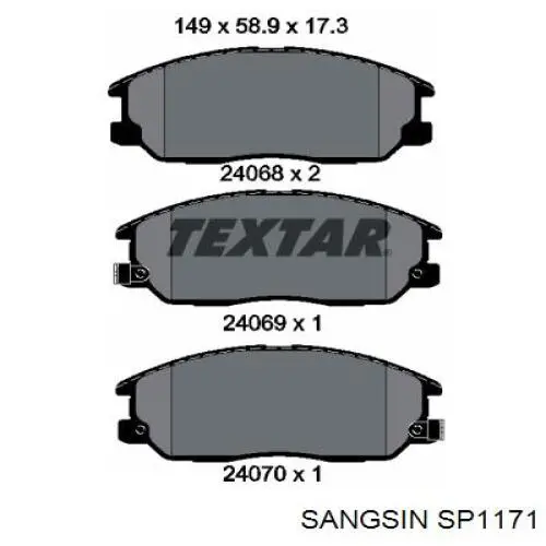 Klocki hamulcowe przednie tarczowe Sangsin SP1171 cena, od 29,13 USD
