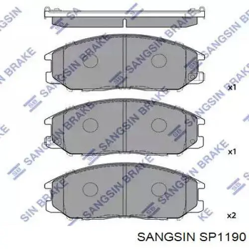 SP1190 Sangsin Klocki hamulcowe przednie tarczowe