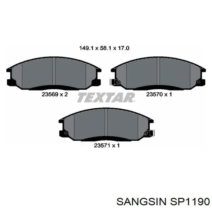 Klocki hamulcowe przednie tarczowe Sangsin SP1190 cena, od 25,42 USD