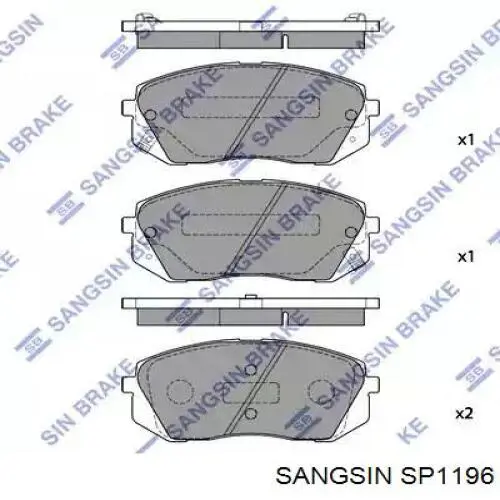 Klocki hamulcowe przednie tarczowe Sangsin SP1196 cena, od 26,59 USD