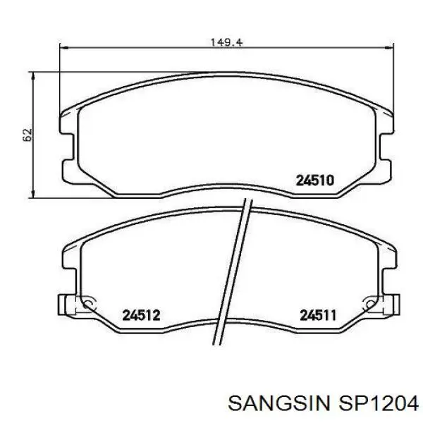 Klocki hamulcowe przednie tarczowe Sangsin SP1204 cena, od 27,48 USD