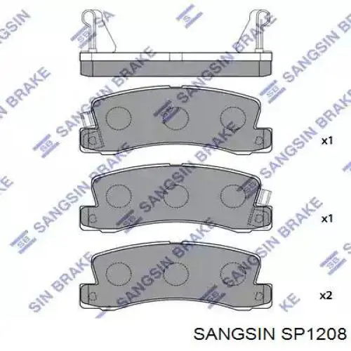 SP1208 Sangsin Okładziny (klocki) do hamulców tarczowych tylne