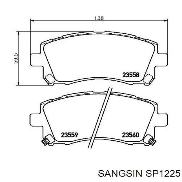 Klocki hamulcowe przednie tarczowe Sangsin SP1225 cena, od 19,84 USD