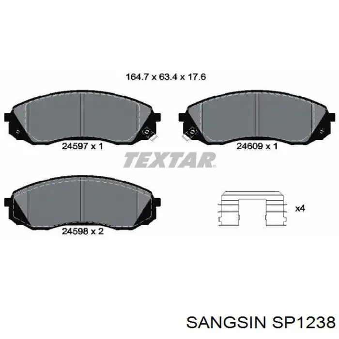 Klocki hamulcowe przednie tarczowe Sangsin SP1238 cena, od 33,00 USD