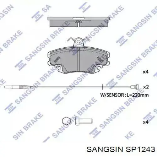 Do koszyka SP1243 Sangsin Klocki hamulcowe przednie tarczowe