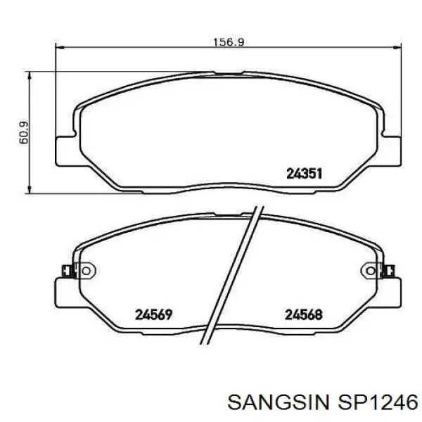 Do koszyka SP1246 Sangsin Klocki hamulcowe przednie tarczowe