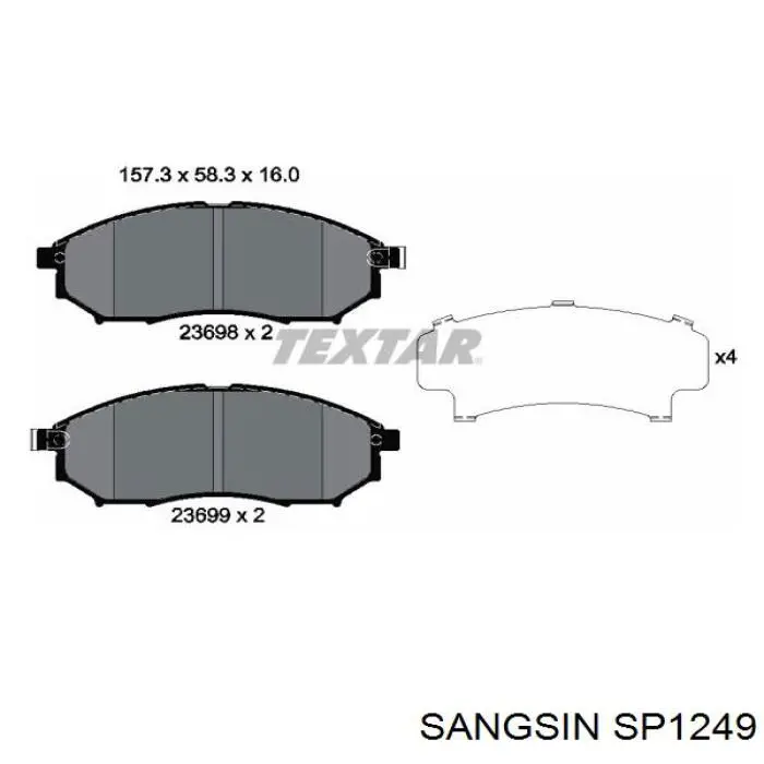Klocki hamulcowe przednie tarczowe SP1249 Sangsin