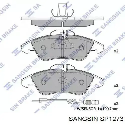 SP1273 Sangsin Klocki hamulcowe przednie tarczowe