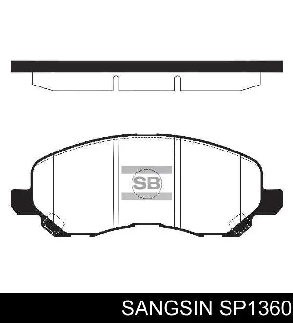 Klocki hamulcowe przednie tarczowe Sangsin SP1360 cena, od 25,35 USD
