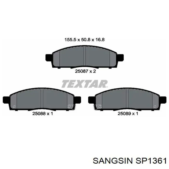 Klocki hamulcowe przednie tarczowe Sangsin SP1361 cena, od 27,38 USD