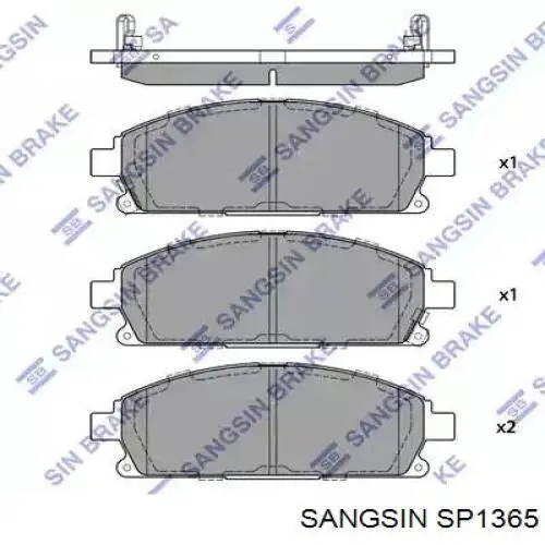 SP1365 Sangsin Klocki hamulcowe przednie tarczowe