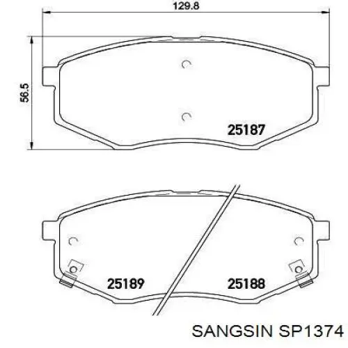 Do koszyka SP1374 Sangsin Klocki hamulcowe przednie tarczowe