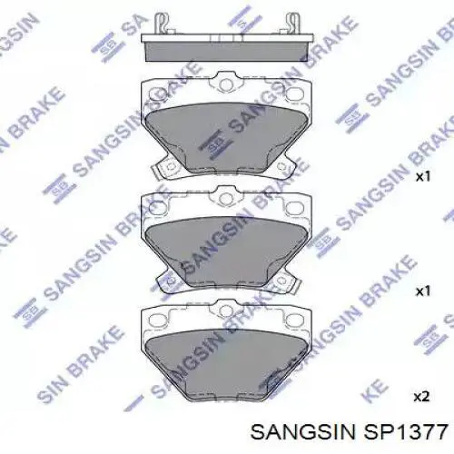 Klocki hamulcowe przednie tarczowe Sangsin SP1377 cena, od 23,52 USD