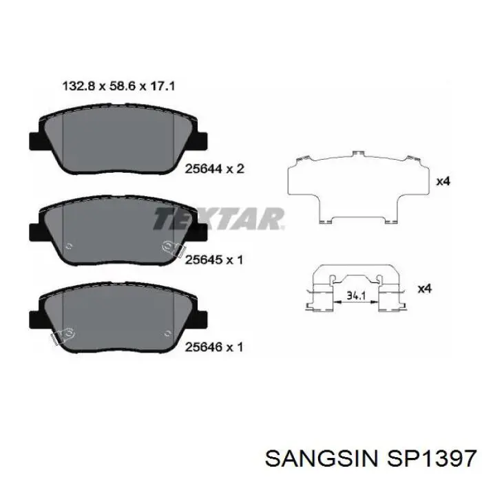 Klocki hamulcowe przednie tarczowe Sangsin SP1397 cena, od 26,79 USD