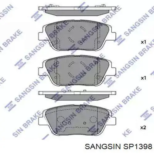 SP1398 Sangsin Klocki hamulcowe przednie tarczowe