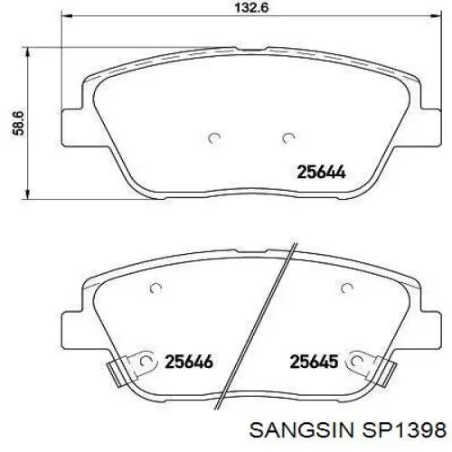 Klocki hamulcowe przednie tarczowe Sangsin SP1398 cena, od 26,79 USD