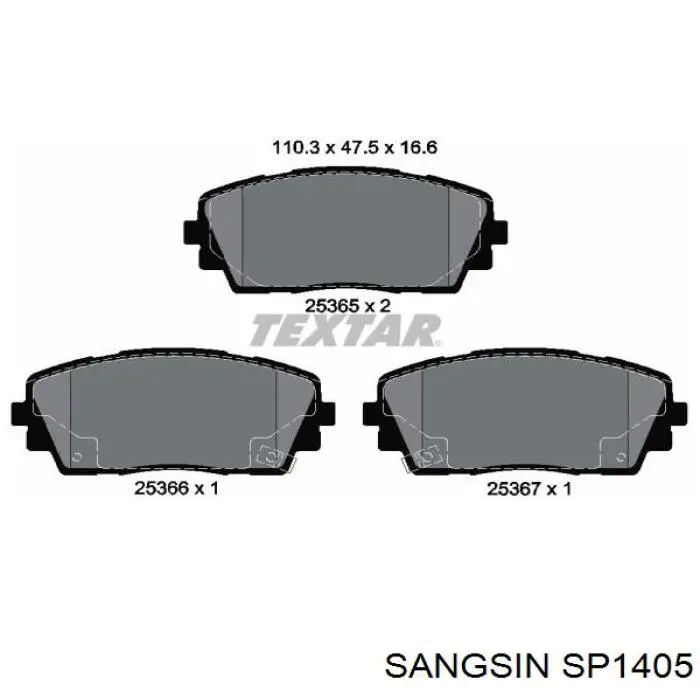 SP1405 Sangsin Klocki hamulcowe przednie tarczowe
