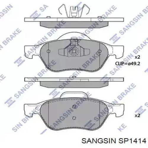 Do koszyka SP1414 Sangsin Klocki hamulcowe przednie tarczowe