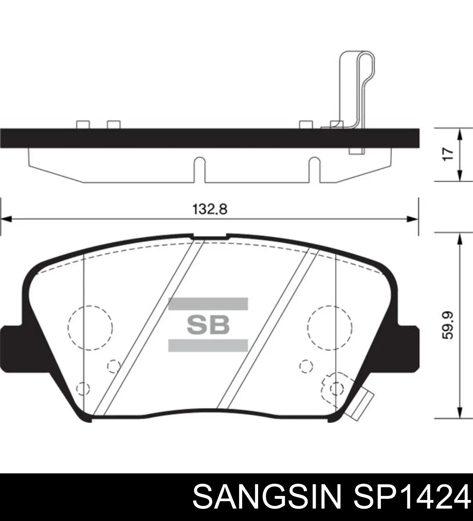 SP1424 Sangsin Klocki hamulcowe przednie tarczowe