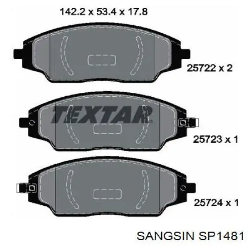 Klocki hamulcowe przednie tarczowe Sangsin SP1481 cena, od 28,01 USD