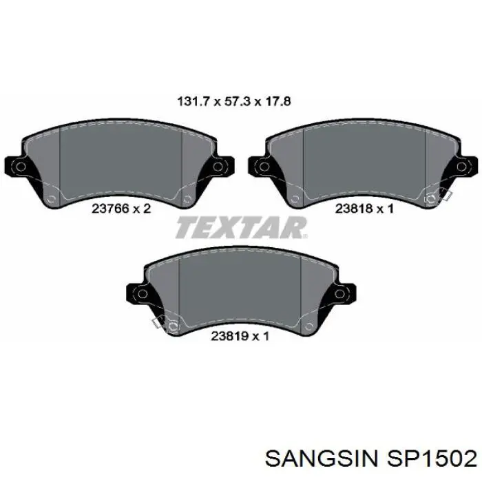 SP1502 Sangsin Klocki hamulcowe przednie tarczowe