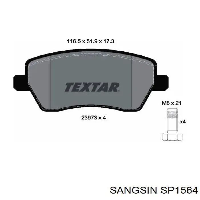 Klocki hamulcowe przednie tarczowe Sangsin SP1564 cena, od 20,31 USD