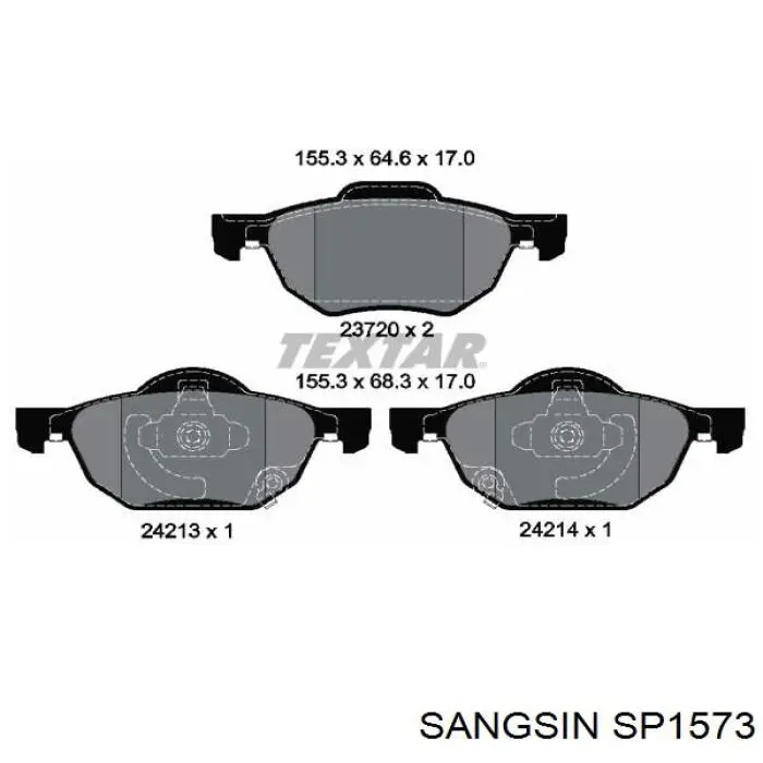 Klocki hamulcowe przednie tarczowe Sangsin SP1573 cena, od 26,67 USD