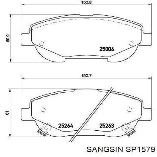 Do koszyka SP1579 Sangsin Klocki hamulcowe przednie tarczowe
