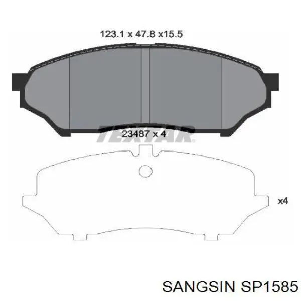 SP1585 Sangsin Klocki hamulcowe przednie tarczowe