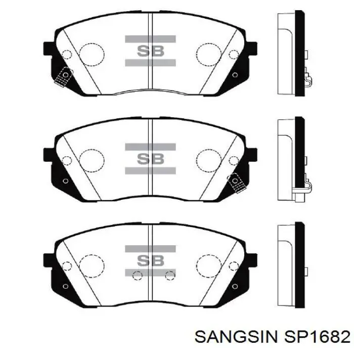 Klocki hamulcowe przednie tarczowe Sangsin SP1682 cena, od 26,59 USD